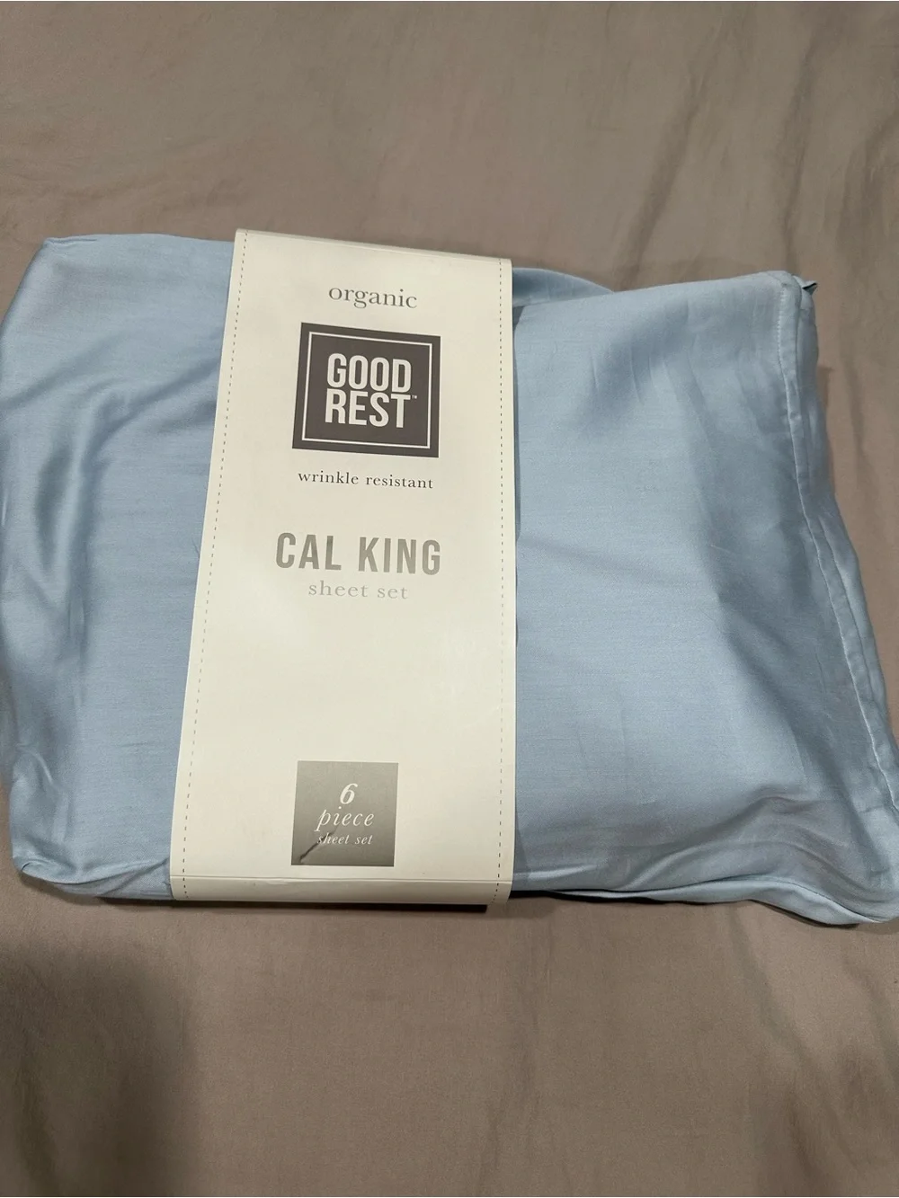 Organic Cal King Flat Sheet and 2pillowcases in Light Blue